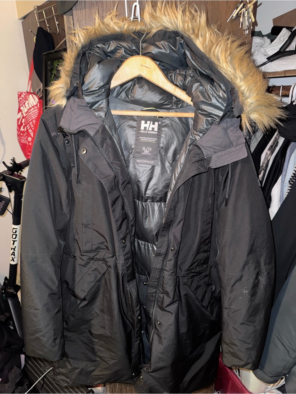 Helly Hansen Black Ski Parka with Faux Fur Trim Hood